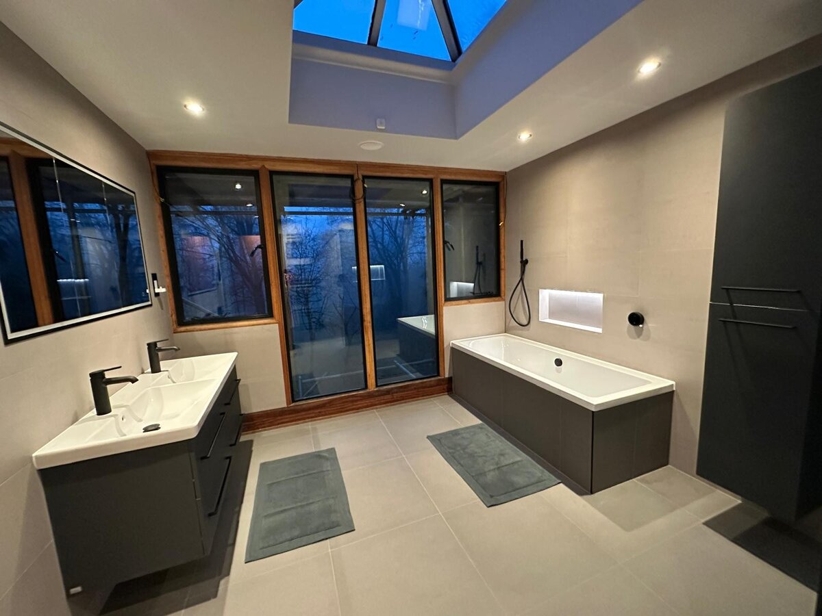 Luxury bathroom with lantern roof and twin basins