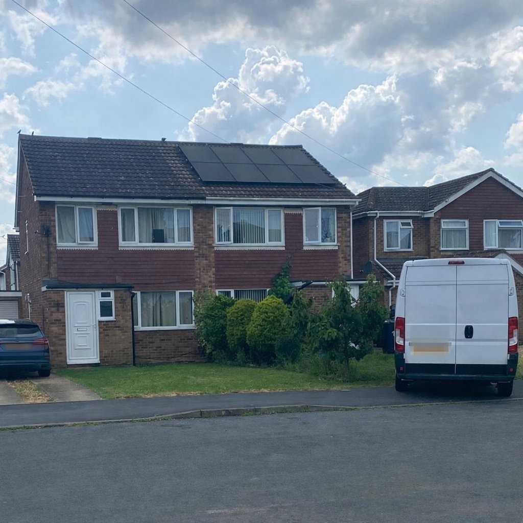 Semi-detached house with completed solar PV installation
